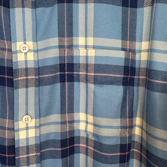 Untuckit 100% Cotton Wrinkle Free Plaid Button Down Shirt Light Blue/Navy XL - Picture 6 of 9